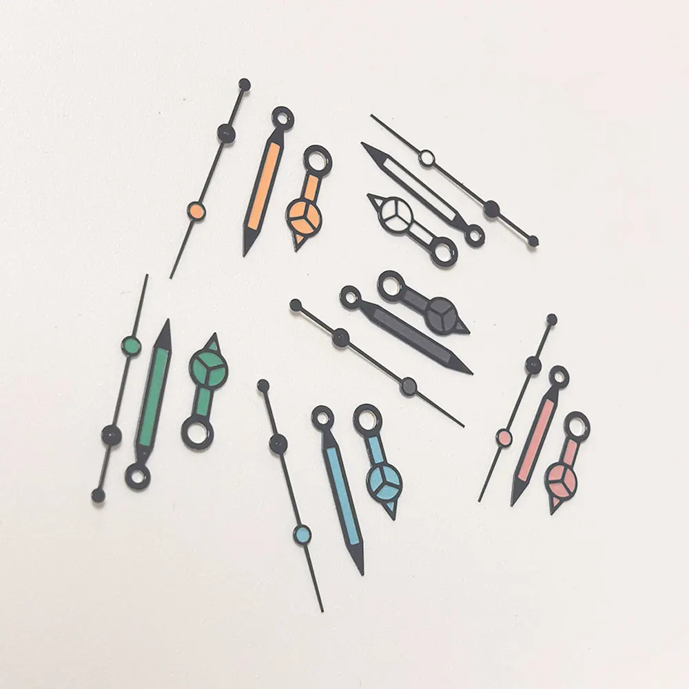 NH35 Watch Hands for NH36 4R 7S Movement High Quality Black Border Needle 7.75*12*12.5mm Green Luminous Diving Watches Pointers