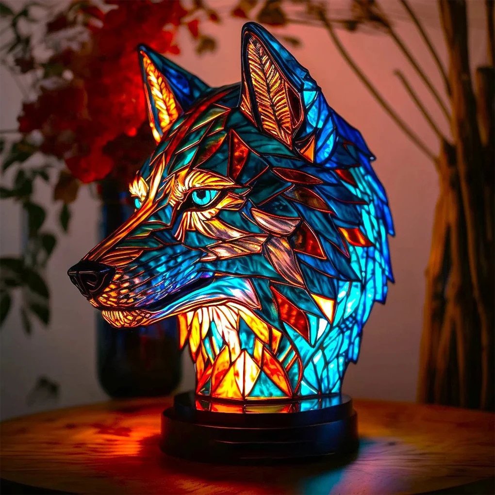 Stylish And Practical Animal Shape Table Lamp Creating Cozy Atmosphere Gift Animal Style Desk Lamp Magic Wolf head