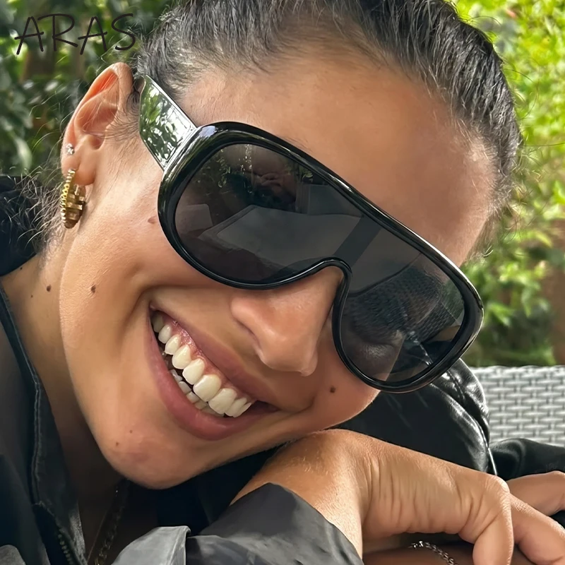 

Oversized Shield Flat Top Sunglasses Women 2026 Luxury Designer Vintage Y2K Big Frame Sun Glasses For Ladies One-Piece Eyewear