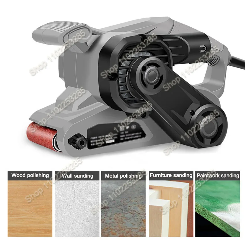 

810W Belt Sander Portable Small Desktop Plane Sander Grinder Metal Rust Removal Polishing Sander Woodworking Home Sander Machine