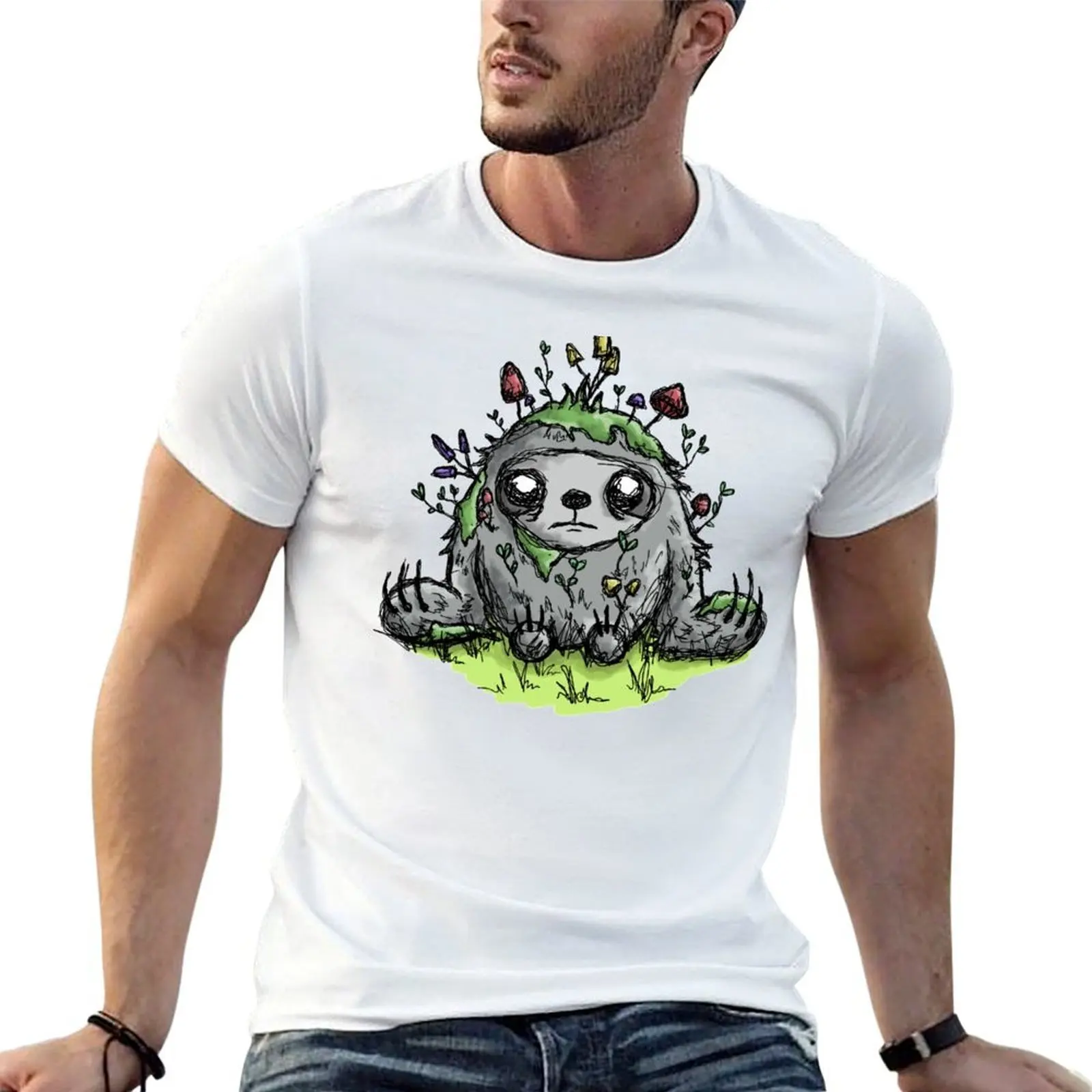 T-Shirt shirt t tshirt shirt (mushroom) t heavy man man Sloth man cotton casual