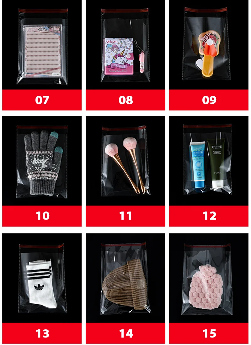 100PCS Opp Selbstklebende transparente Plastiktüte Kleidung Schmuck Verpackung Selbstklebende Keks Süßigkeiten Verpackung Zellophanbeutel – Detail 11