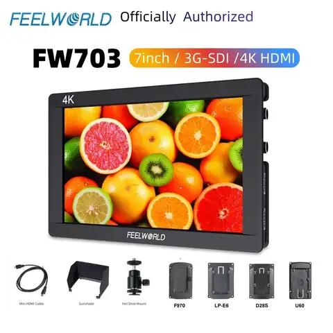 FEELWORLD 7 Inch FW703 IPS Full HD 3G-SDI 4K HDMI On Camera DSLR Field Monitor with Histogram for Stabilizer Gimbal