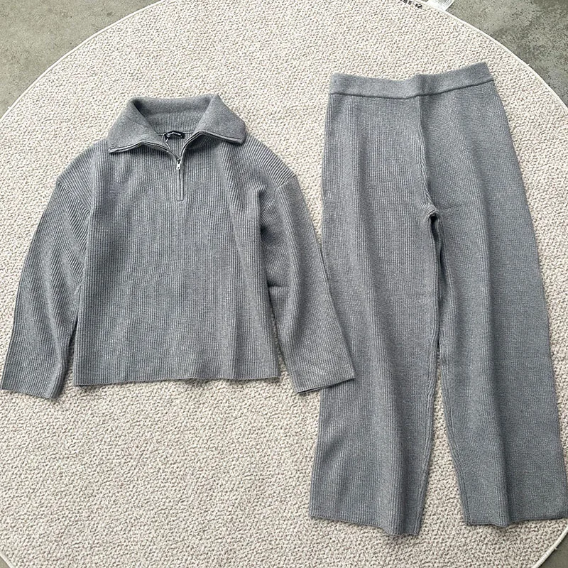 فضفاض المجهزة الخريف المرأة سترة هوديي f البريدي قطعتين مجموعة مريحة بنطال ذو قصة أرجل واسعة الحرارية طويلة Sve سستة إغلاق