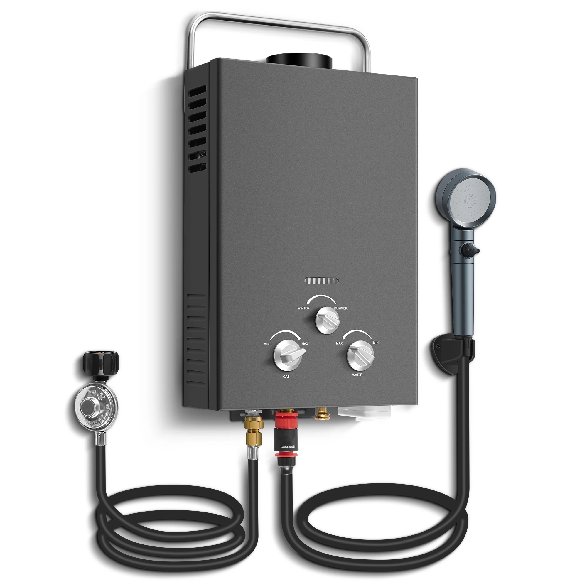 Outdoor Propane Tankless Water Heater - 6L 1.58 GPM Portable Gas Water Heater with Handle & Overheating Protection,