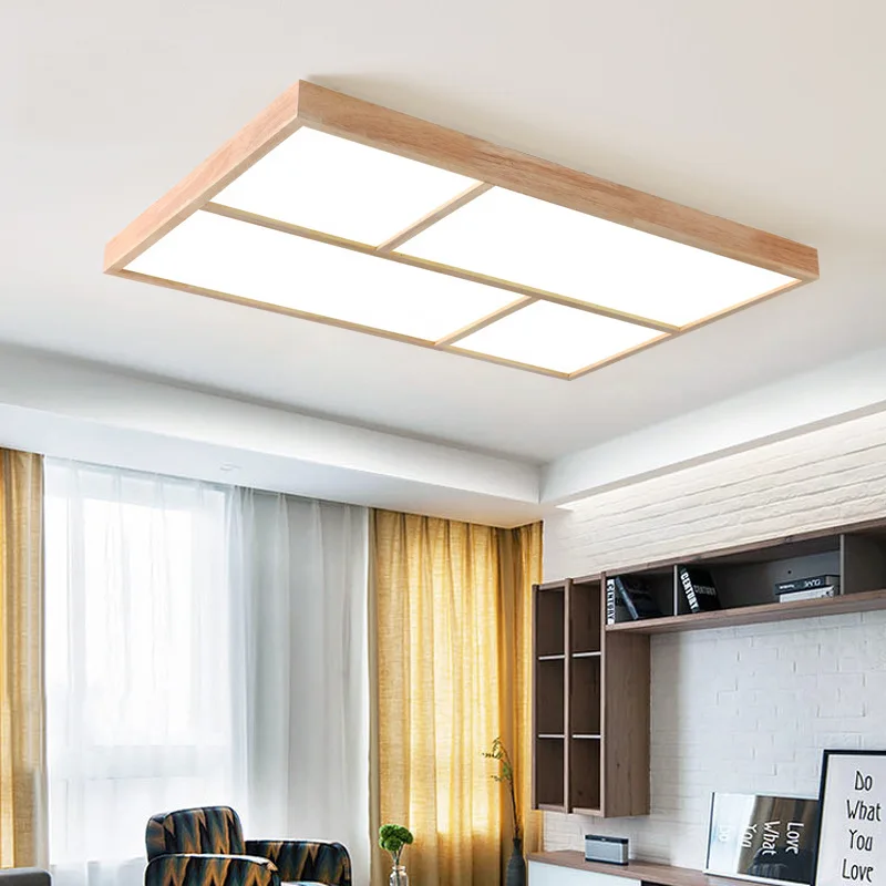 

Modern Real Wood Ceiling LED Lights For Living Room Bedroom Kitchen Foyer Dining Study Lighting Indoor Warm Home Lustre Lamps