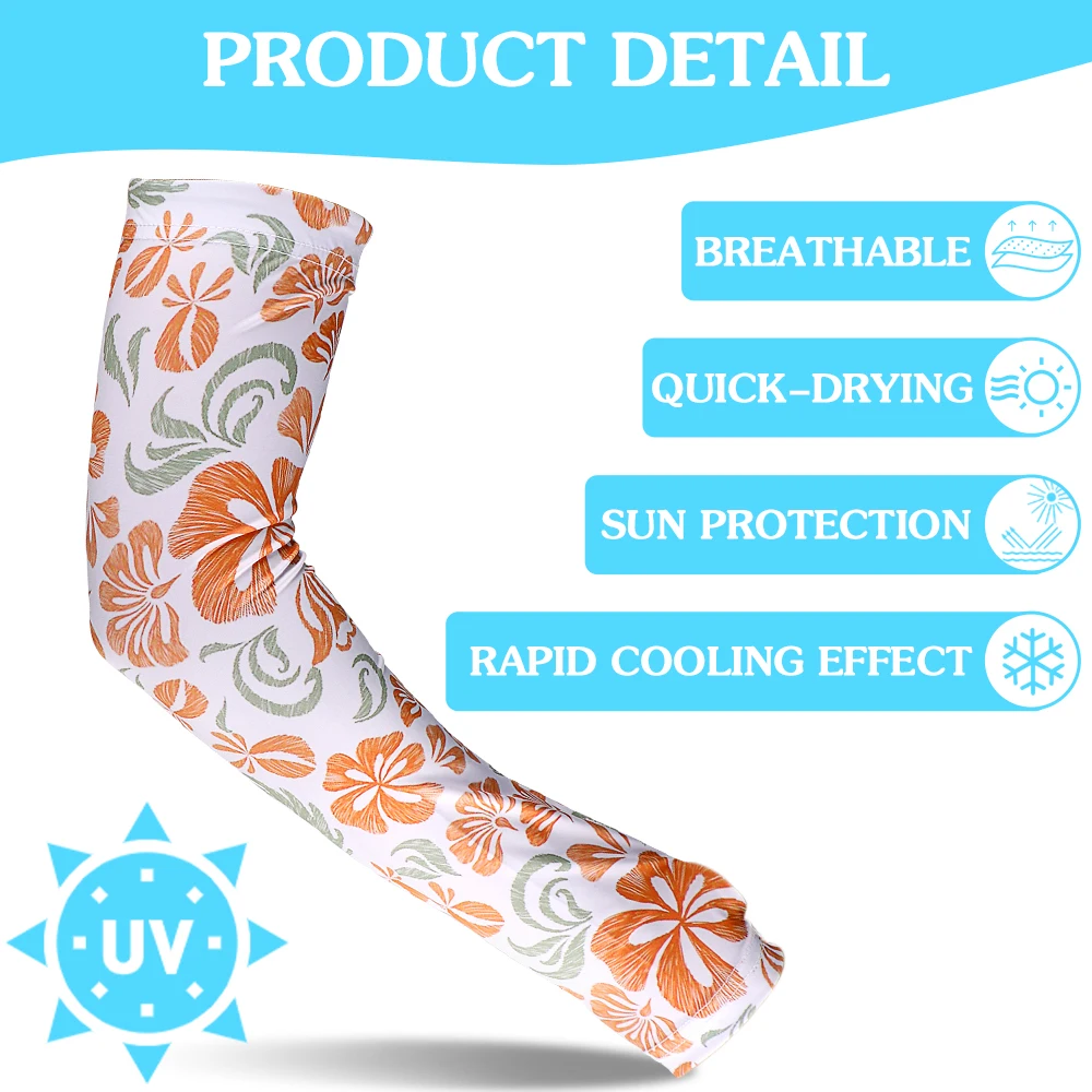 

White and orange Gardening Sleeves for Women Farm Sun Protection Thorn Proof Cooling Arm Sleeves to Cover Arms for Garden Sports
