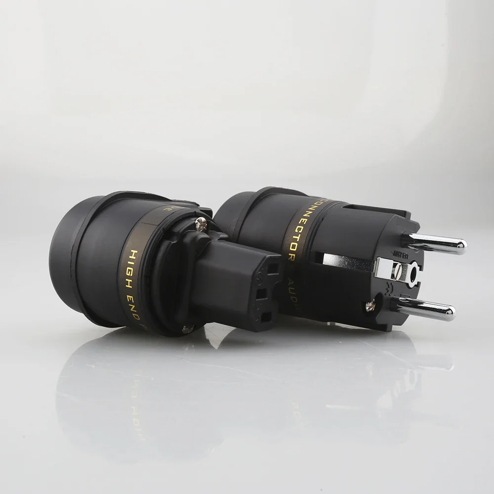 Разъем питания HIFI с родиевым покрытием, европейская вилка SCHUKO для сети с прямым углом, штекер IEC C13 C15, гнездо для кабеля «сделай сам»