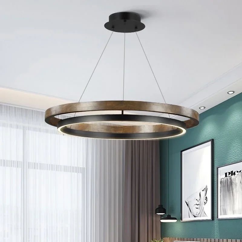 

2024 Nordic Chandelier Dining Room Chandelier LED Bedroom Living Room Modern Double Circular Lamp Villa Kitchen Table Chandelier