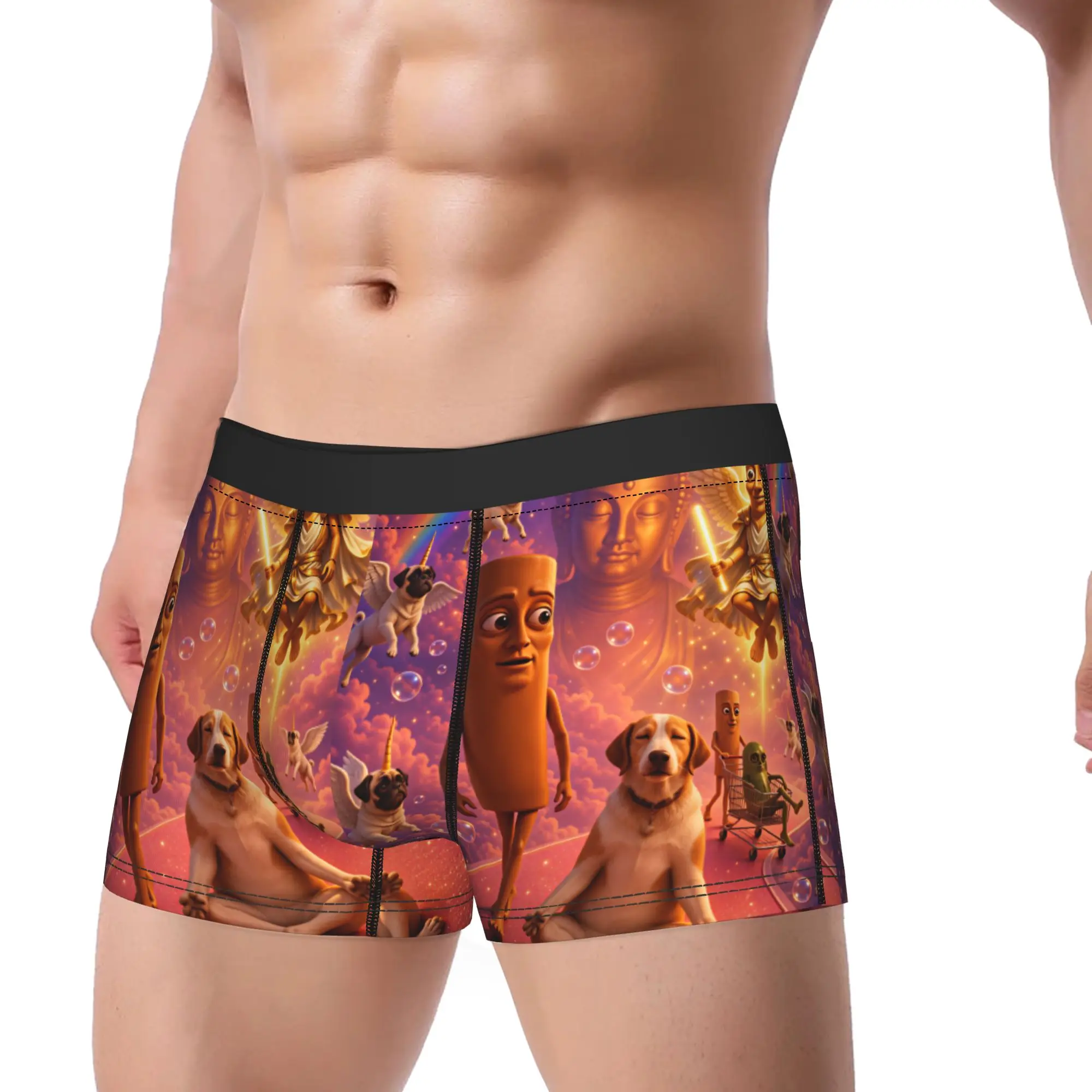 Tung Tung Sahur Angel Heaven Rainbow Funny Meme Underwear  Printed Boxer Shorts Trenky Man Panties Soft Trend Boxer Brief