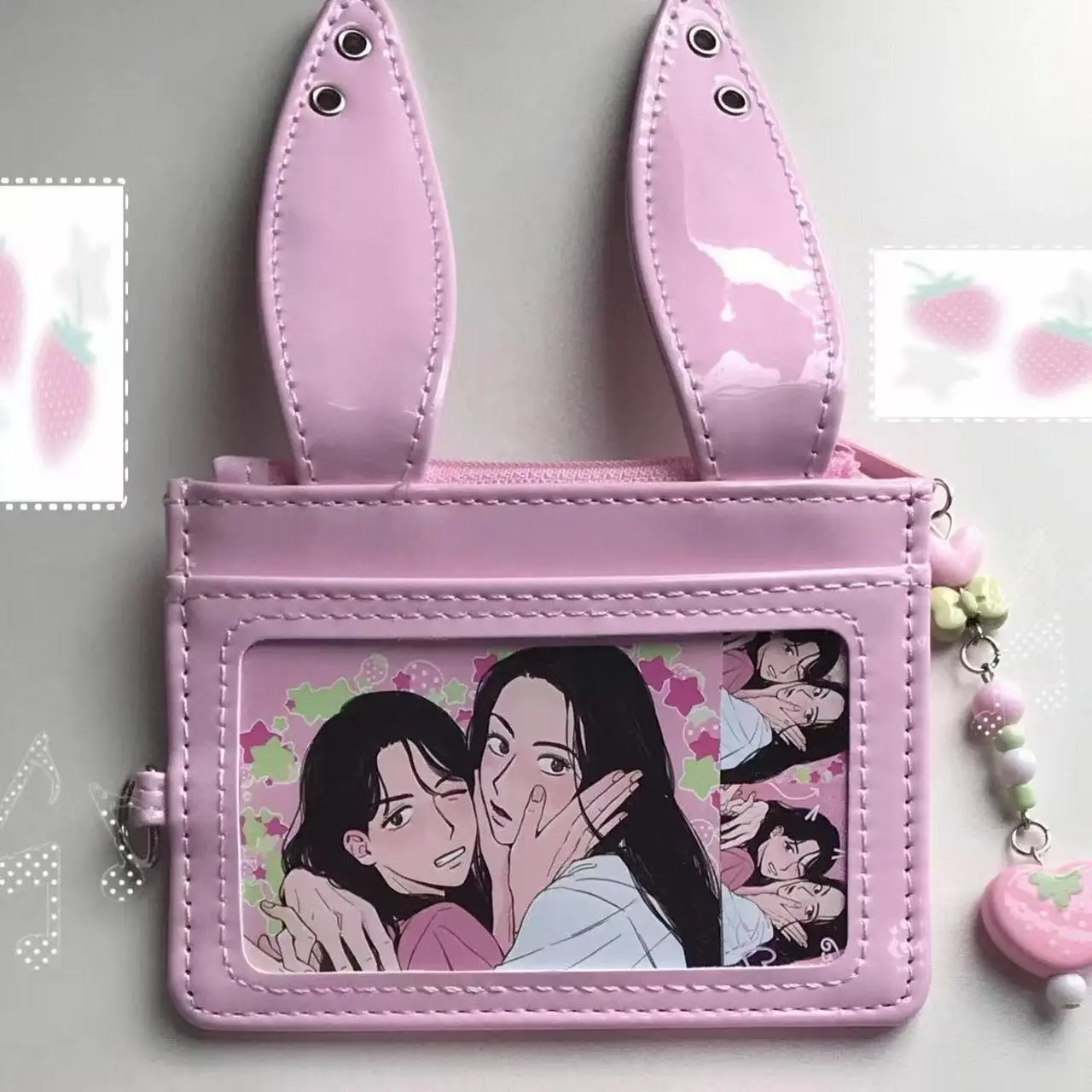 Korean Style Ins Style Rabbit Ears Leather Card Holder with Multiple Card Slots Women's Commuting New Bus Card ID Storage Gift