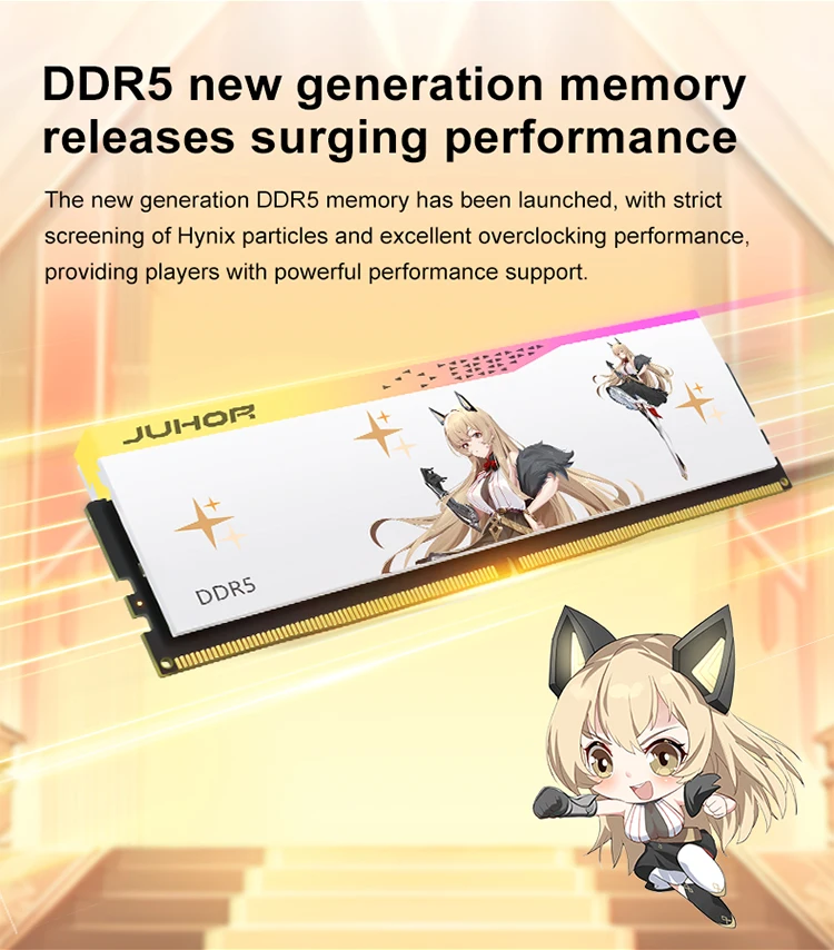 JUHOR Memoria Ram DR5 RGB 16GB 6400MHz 6800MHz 8000MHz  DIMM Ram Dual Channel Sunning Desktop Memory Ram