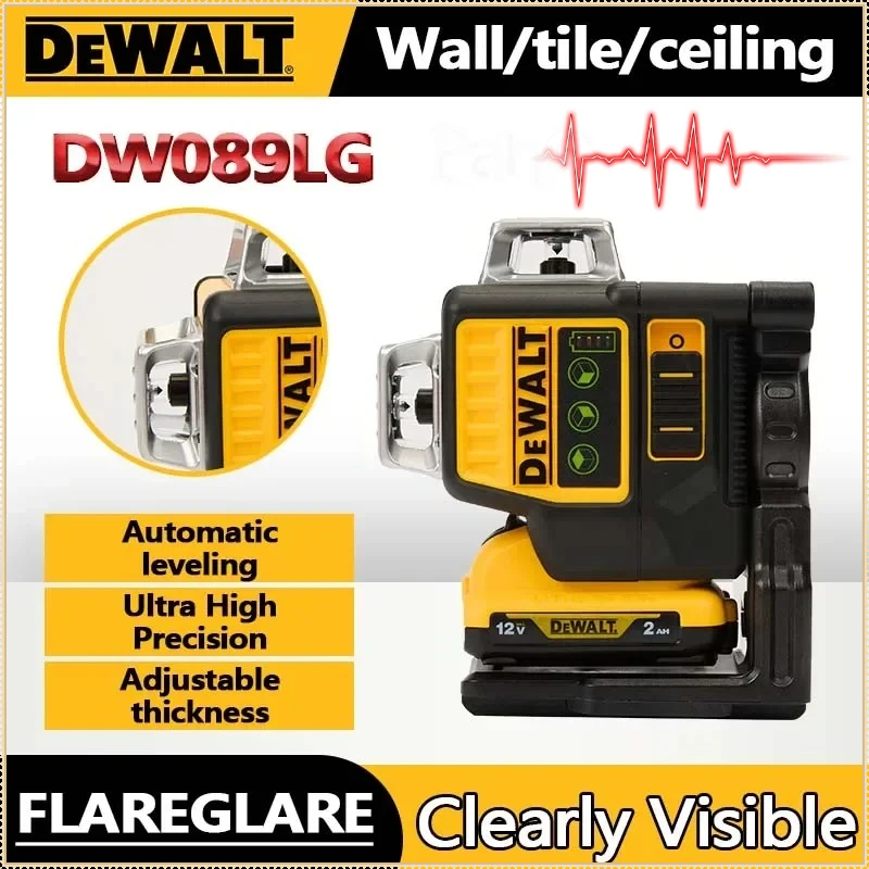 

Dewalt DW089LG 3 Sides*360 Degree Vertical Lines Horizontal Green Light Level Laser Level Meter Outdoor