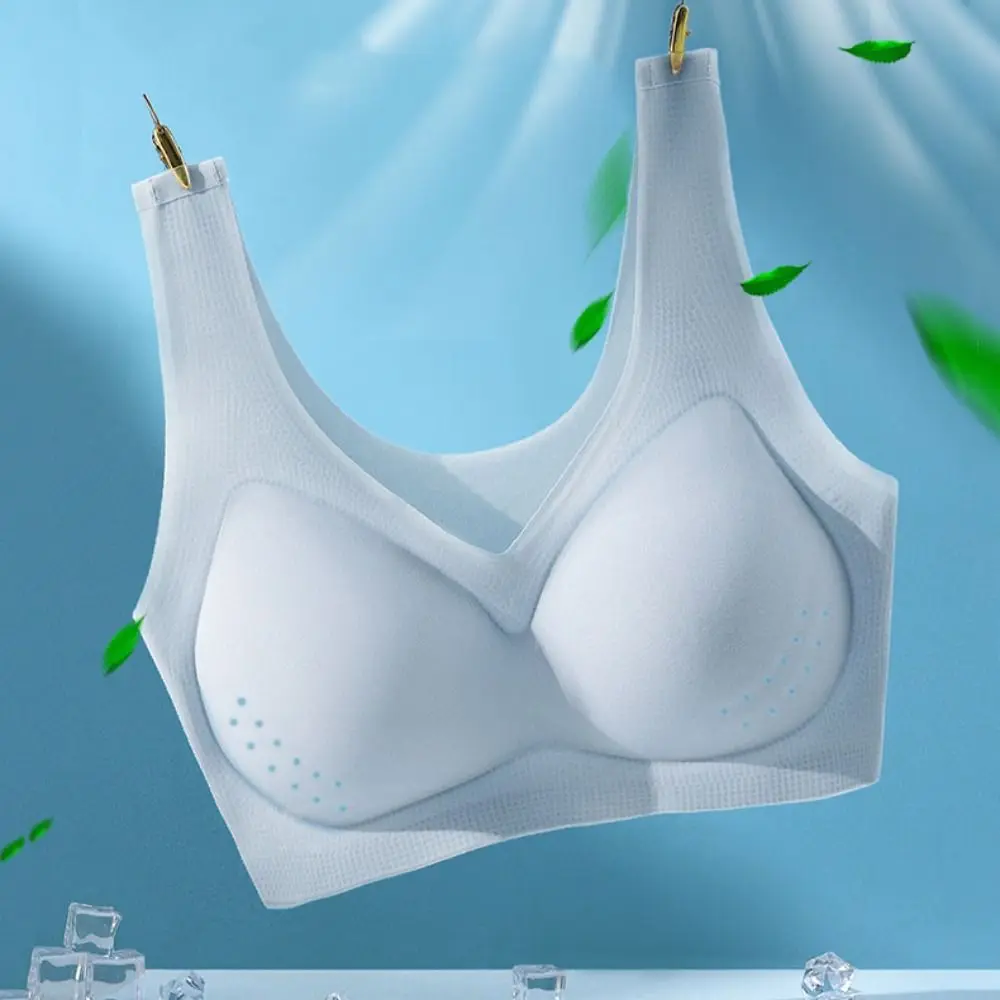 Cool Ultra-thin Seamless Bra Women Transparent Underwear Push Up Bra Intimates Ice Silk Wireless Deep V Bra Ladies