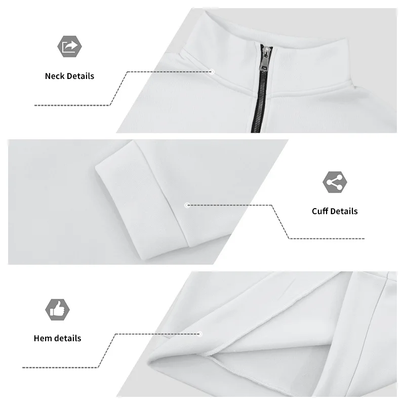 Herren-Sweatshirt mit Fleecefutter für Herbst und Winter, Stehkragen, halber Reißverschluss, langärmelig, einfarbig, warme Freizeitjacke – Detail 5