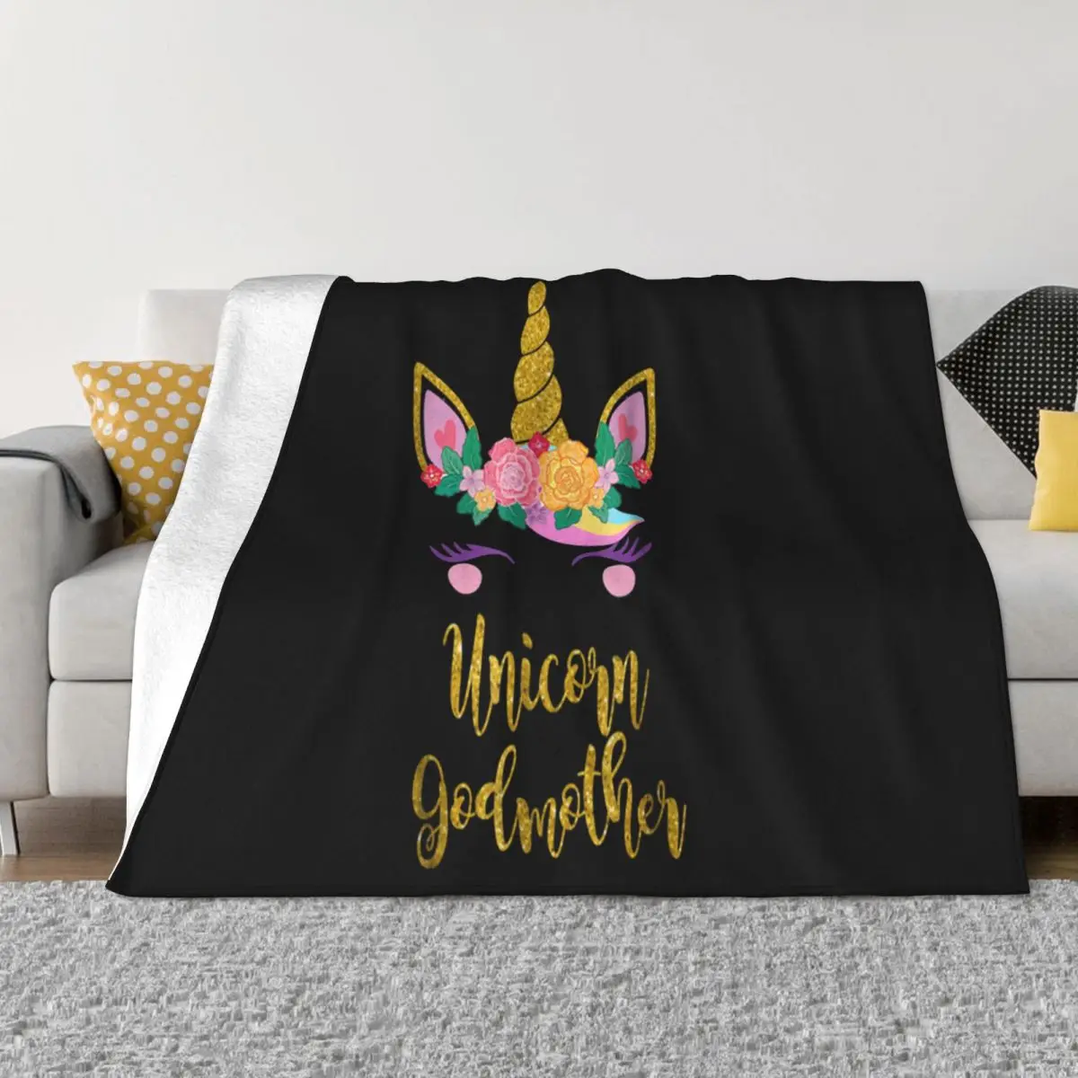 Unicorn T Cute Unicorn Godmother Tee Gift For Girls Present Adults Solid Color Formal Latest Throw Blanket