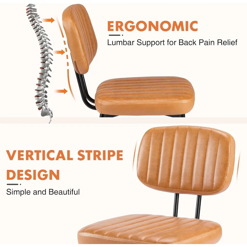 Ensemble de 4 chaises de salle à manger, chaises d'appoint rembourrées pour cuisine moderne du milieu du siècle, avec siège coussin en simili cuir et pieds en métal
