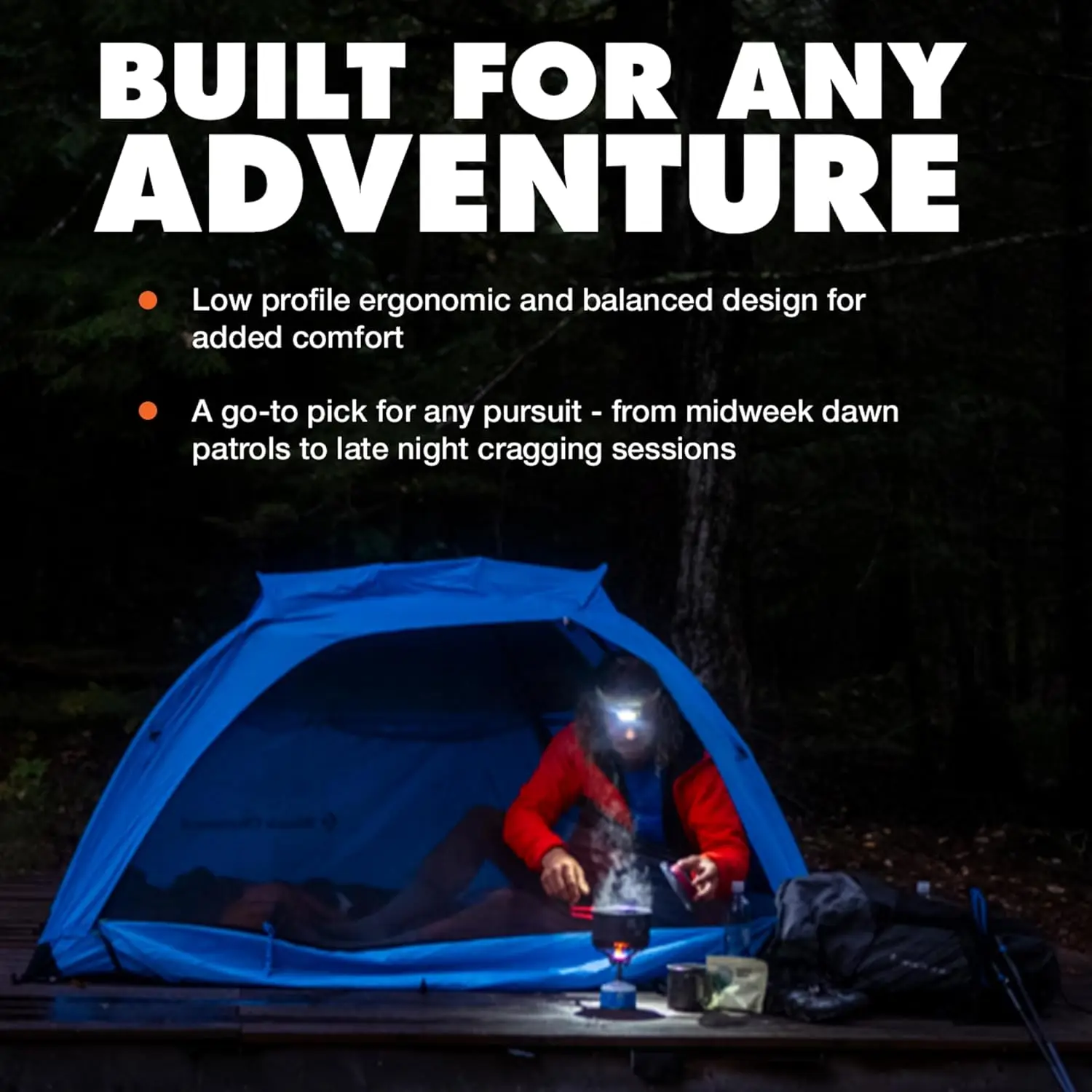 Linterna frontal impermeable de 400 lúmenes con luz regulable, banda ajustable, pilas AAA incluidas