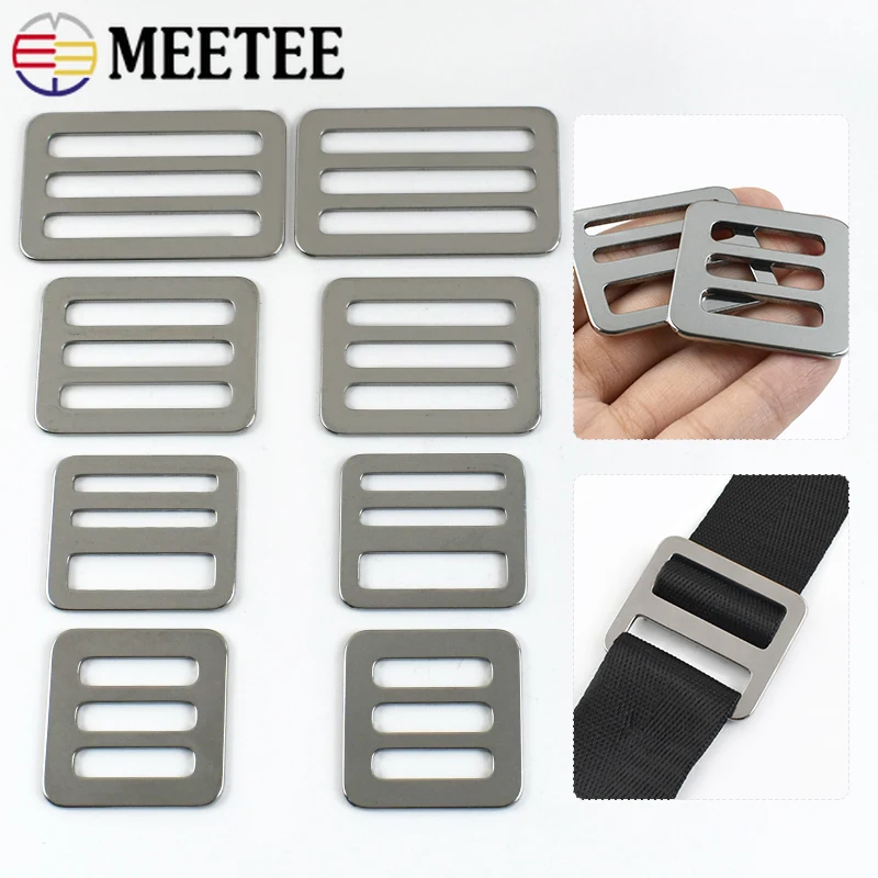 

2/5Pcs Meetee 26-50mm Bag Belt Buckle Tri-Glide Slider Clip Stainless Steel Buckles Webbing Strap Adjuster Hook DIY Accessories