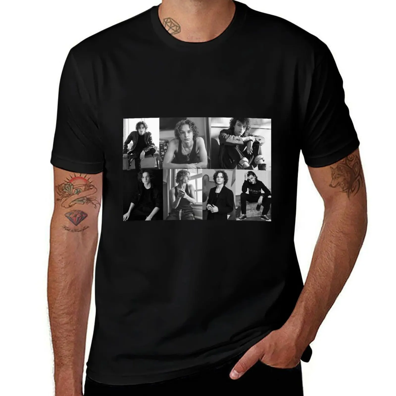 

Black and White Mason Thames Collage T-Shirt t shirts for man slim fit man t shirt cotton high quality T-Shirt