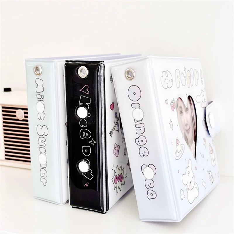 KPOP 3-hole A8 Loose-leaf Card Book Organizer Card Bag 3 Inch Love Beans Photo Card Card Book Postcard Collection Card Organizer
