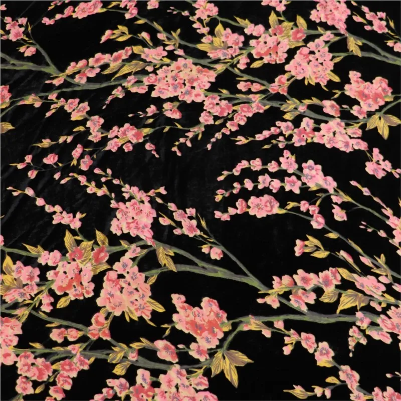 Woven brocade viscose printed mottled and burned velvet fabric sleeping dress cheongsam