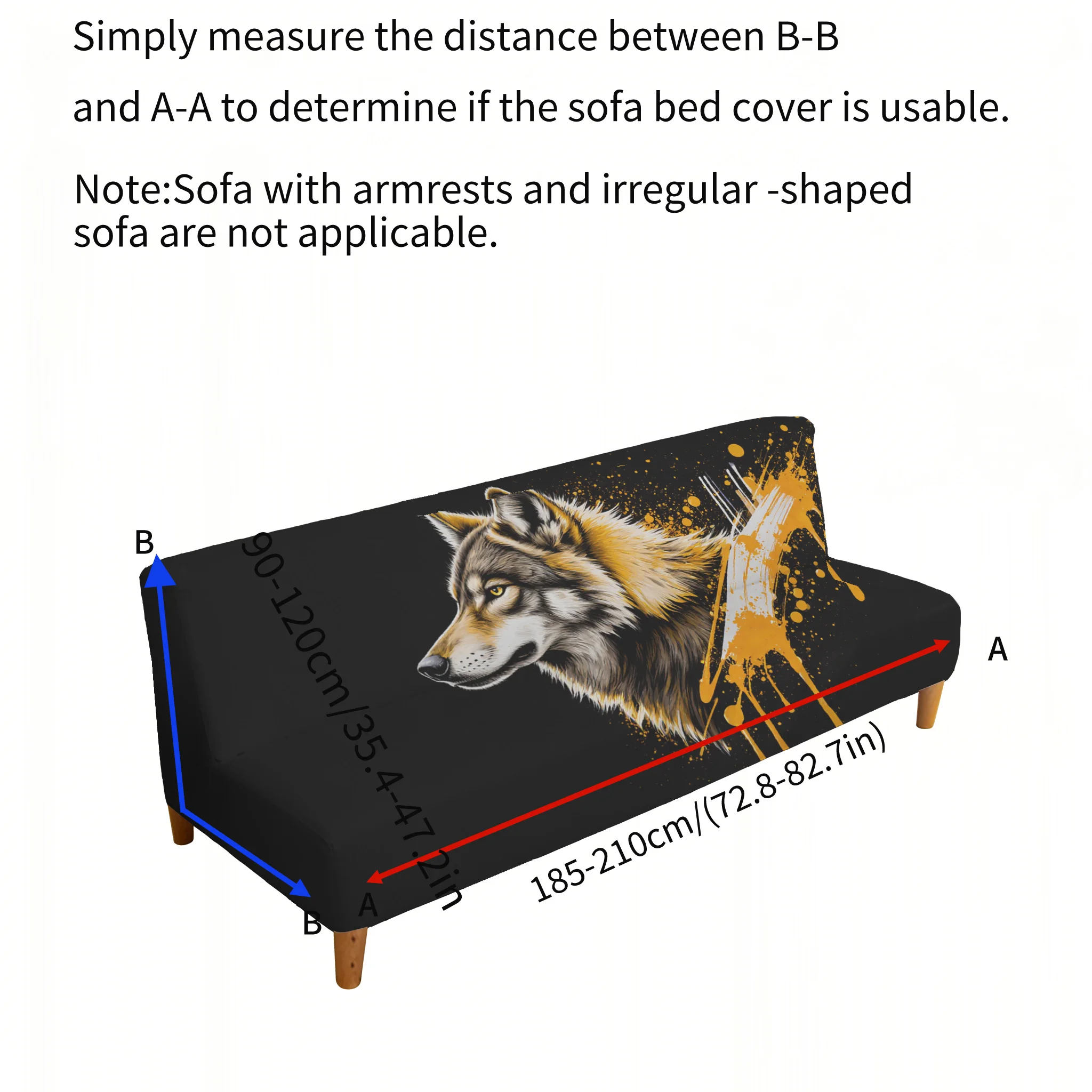 Tide cool ink splashing wolf head elastic sofa bed cover, living room sofa bed cover, dustproof machine washable sofa bed cover