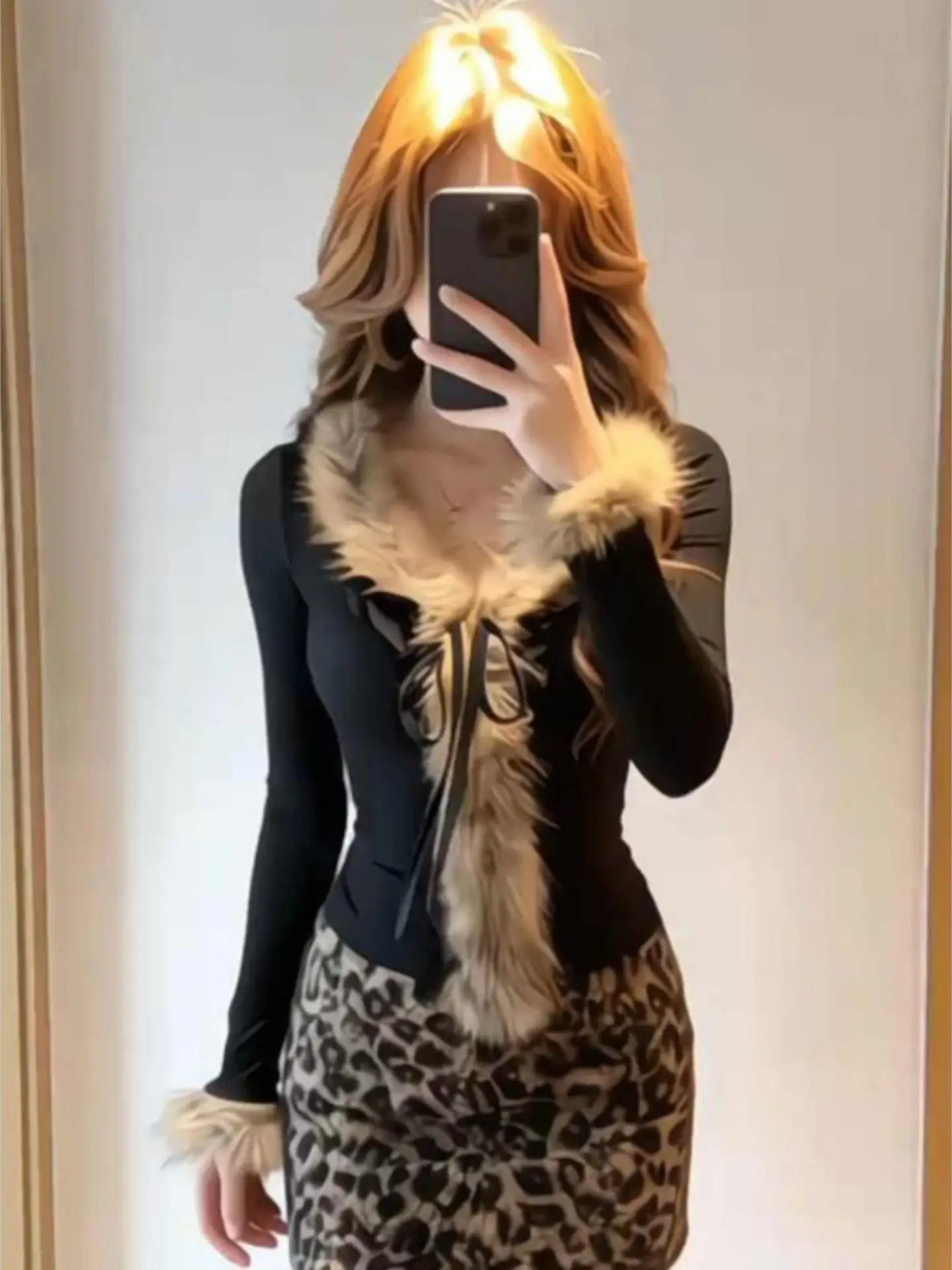 

Зима 2022, новинка Faion V-ne Long Sve, утягивающая юбка с леопардовым принтом, универсальный повседневный комплект со средней эластичностью и высокой талией