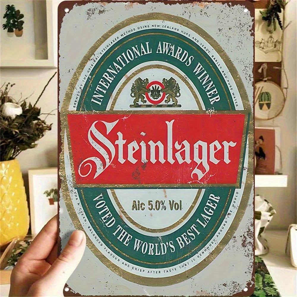 Steinlager Beer Metal Sign - Vintage Beverage Art Poster, Classic Alcohol Label with 5% ABV Pattern, Durable  Wall Decor, Suitab