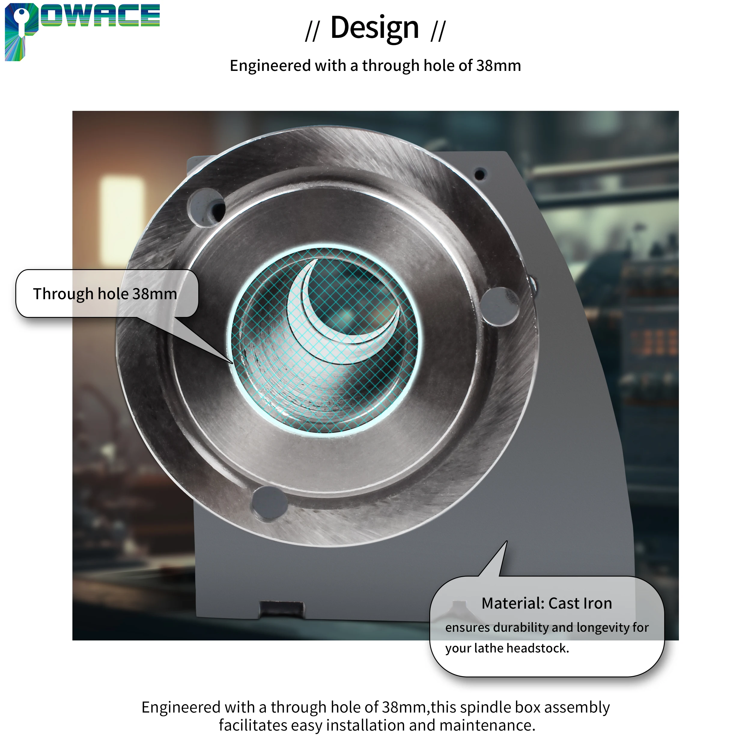 125 مللي متر صندوق المغزل الجمعية مزدوجة نهاية رمح ل WM 210 فولت CD-210 فولت MX-210 فولت من خلال ثقب 38 مللي متر مخرطة مجموعة غراب الرأس #3