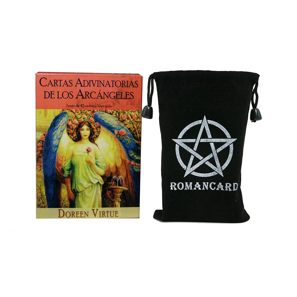 2022 The Most Popular Spain Edition Archangel Oracle Cards with Spain Guide  for Beginners Black Velvet Bag