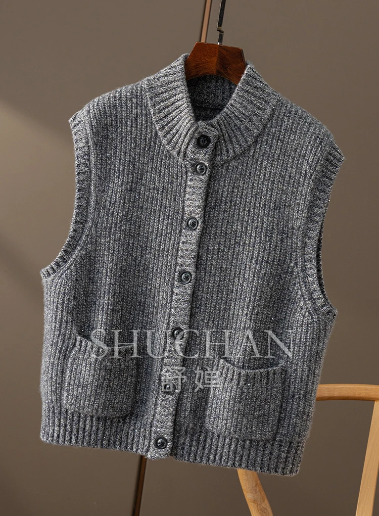 91.3% Cashmere Sweater Vest Women Knitted Vest for Women  Sweater Women 2024 Autumn Winter Sueter Mujer Invierno