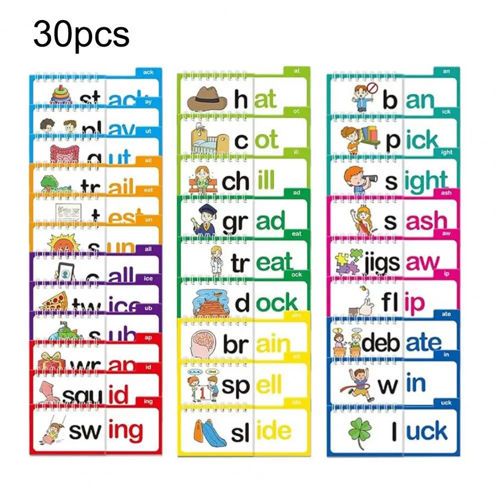 Learning Book for Kids Educational Reading Games Set for Preschool Kindergarten 30 Read Rhyme Book Word Flash Cards Abc