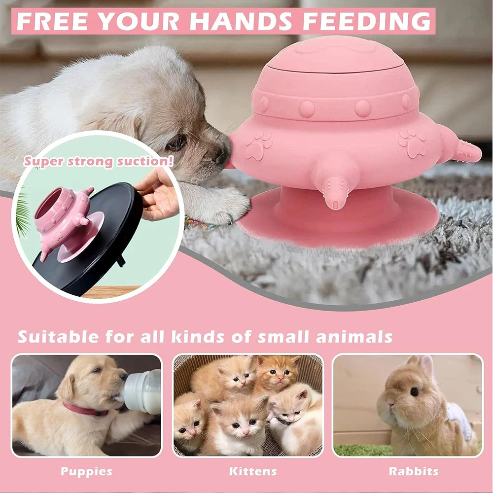 Dog Drinking Bowl 240ML Puppy Feeding Milk Water Bowl for Small Dog Kitter Nursing Milk Feeder with 4 Teats Silicone Dog Bottles