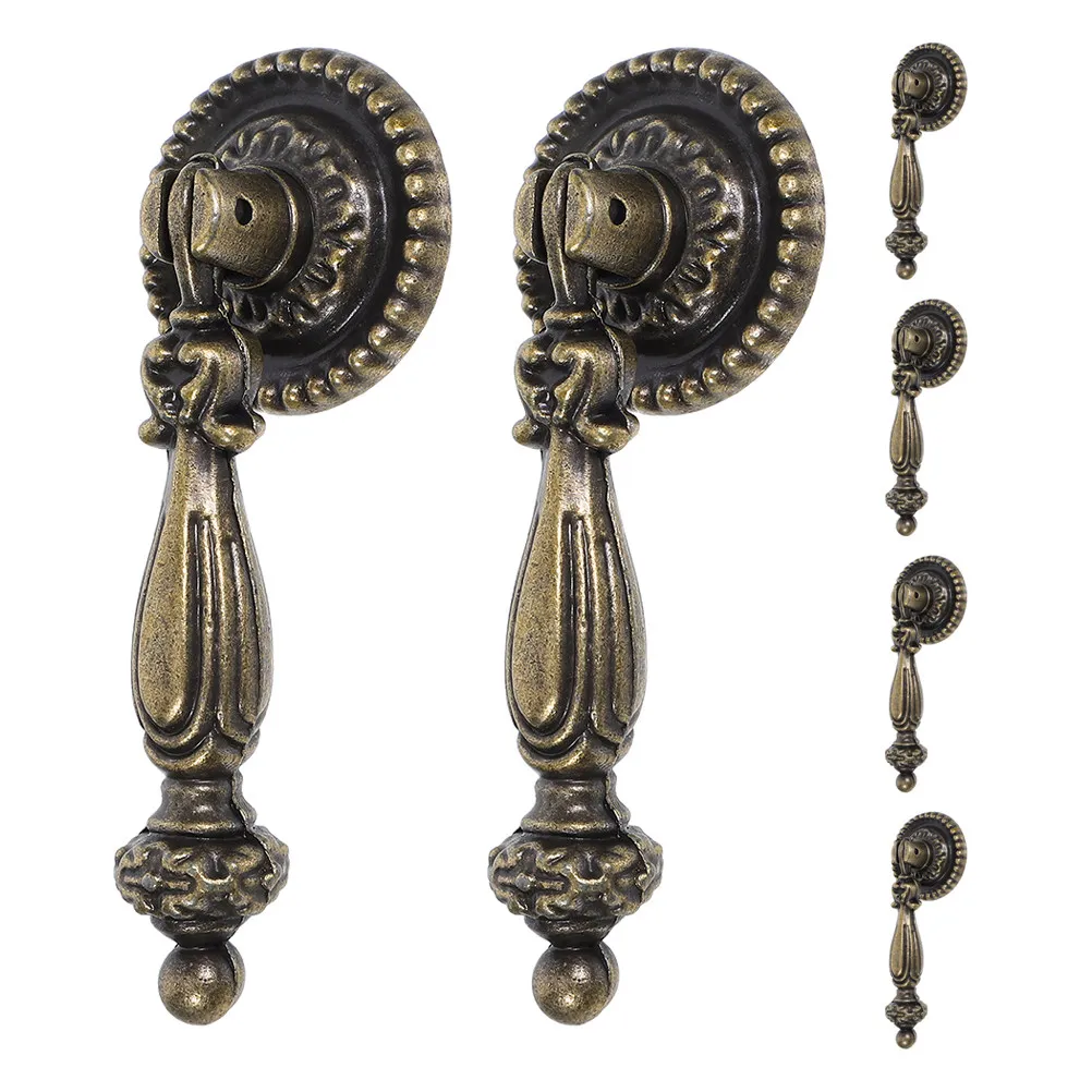 6Pcs Vintage Style Drawer Pulls Bronze Finish Zinc Alloy Cabinet Knobs Single Hole Easy Install for Dresser Cupboard Closet