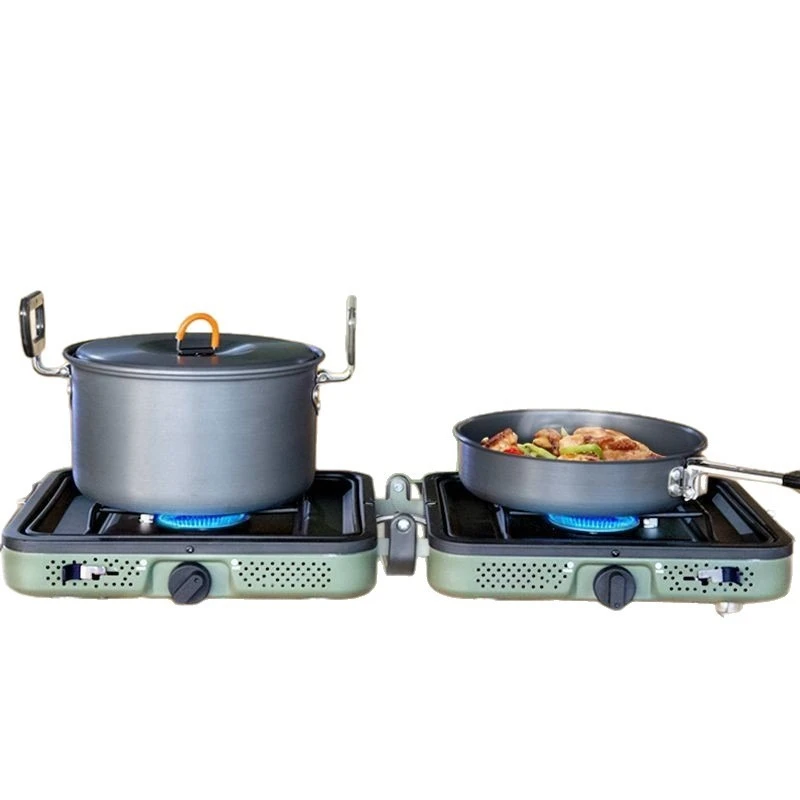 

Dual zone fire cooker gas tank separation outdoor cooker field
