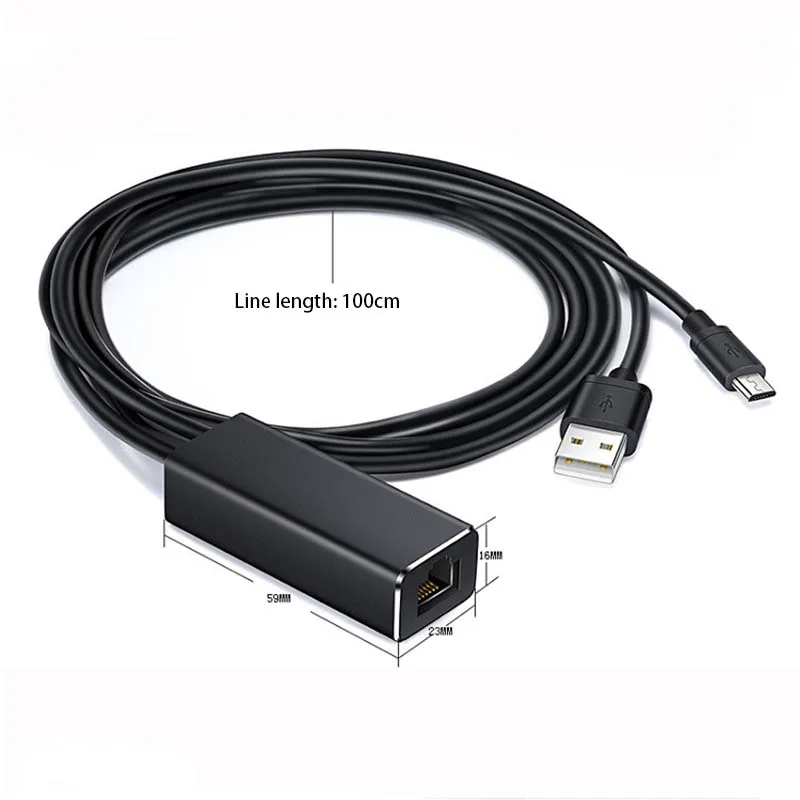 Micro USB 100Mbps Network Card Android Old Phone V8 to RJ45 Dual Wire Aluminum Alloy Ethernet USB Power Supply