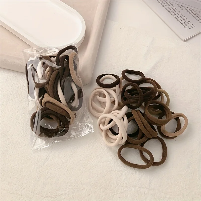 50pcs Solid Color High Elastic Small Rubber Band Hair Ring, Fashion Simple Hair Rope Hair Accessories, ideal choice for gifts