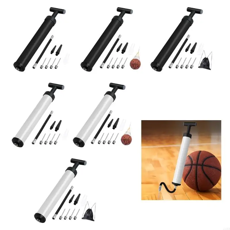 Ручные шариковые насосы Небольшой спортивный шаровой настрой с иглой, насадкой, шлангами для ручных насосов для волейбола, 24BD