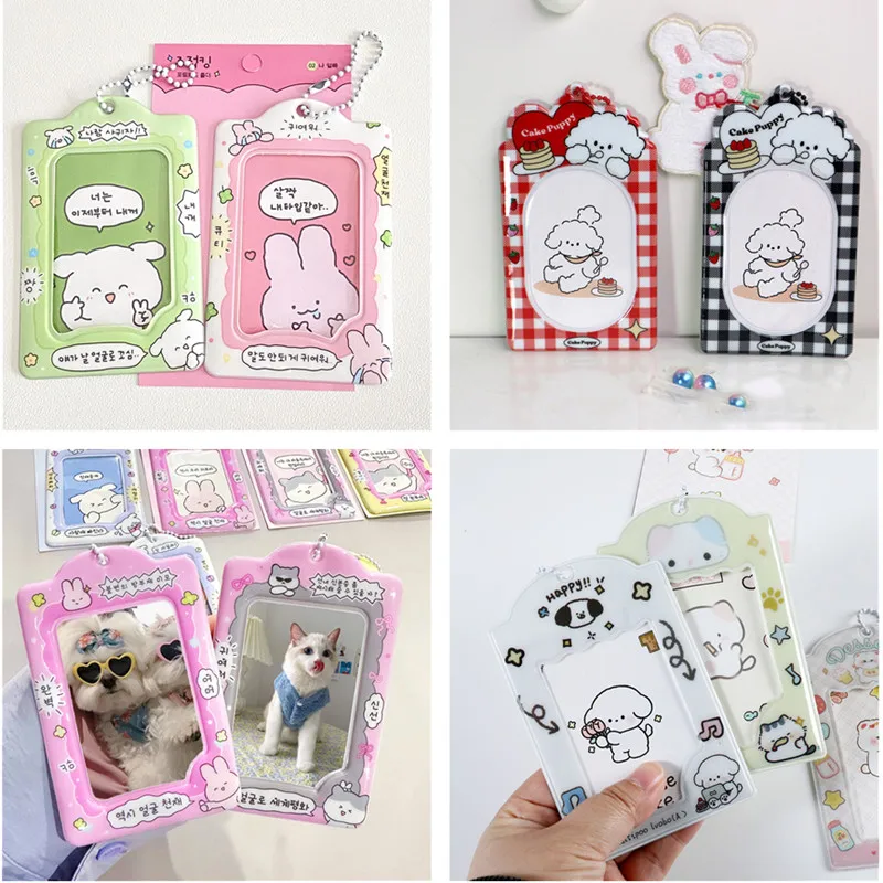 

Fashion Korea Idol Photo Sleeves Keyring Cute Cartoon Anime Photocards Protector 3 Inch Cartoon Photo Card Holder Bag Pendant