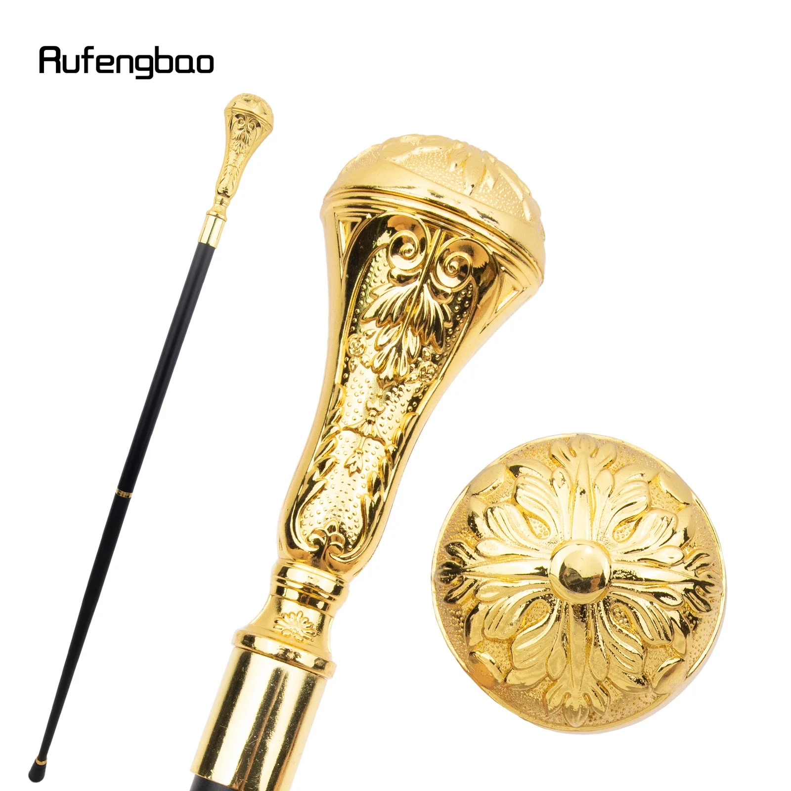 Golden Luxury Flower Round Handle Fashion Cosplay Walking Stick  Party Decorative Cane Elegant Crosier Knob Walking Stick 93cm