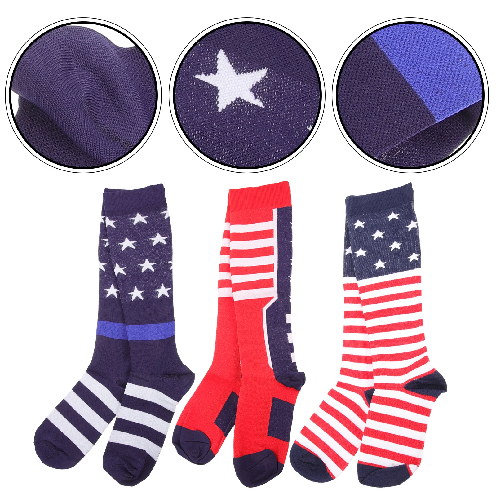3Pairs العلم الأمريكي مطاطا جوارب طويلة جوارب رياضية للرجال النساء الدافئة طويلة أنبوب جورب يوم الاستقلال جوارب العلم الأمريكي #6