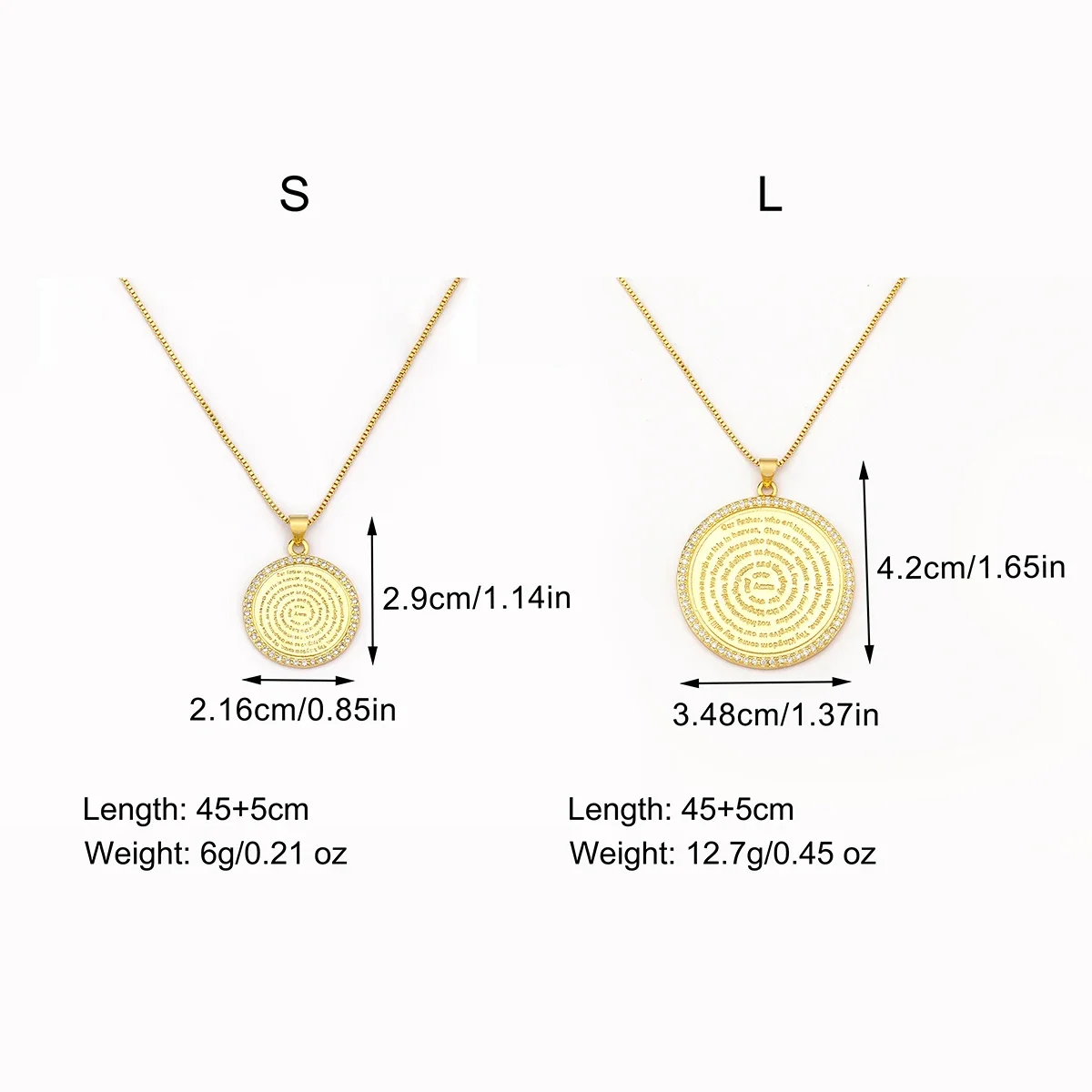 Nidin New Round Shape Spain/English Pendant Necklace S/L Sizes Choice For Women Men Copper Clavicle Chain Jewelry Accessories