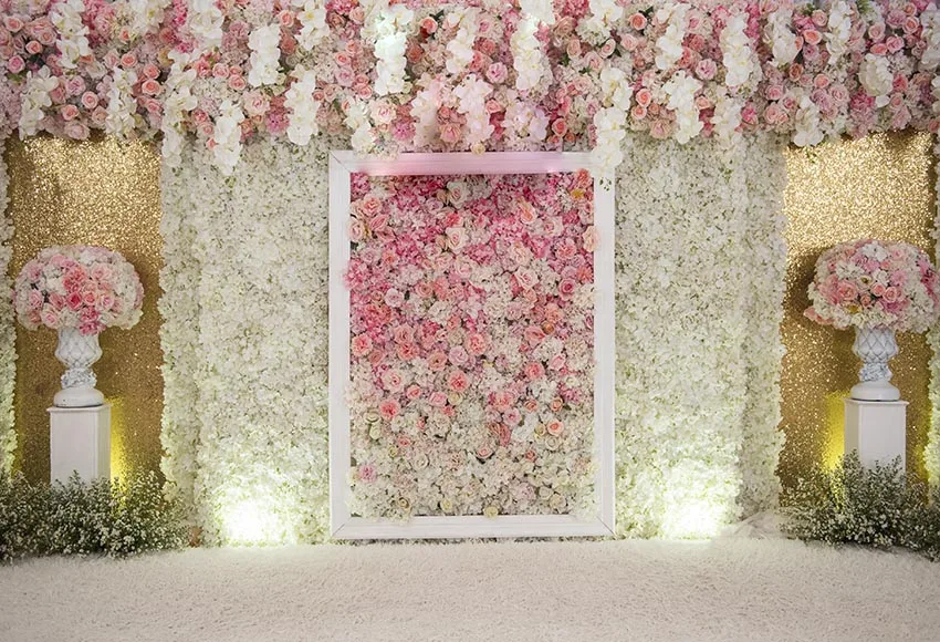 

7x5ft Fresh Floral Flowers Blossom Wedding Ceremony Custom Washable Wrinkle Free Photo Background Backdrop Polyester Polycotton