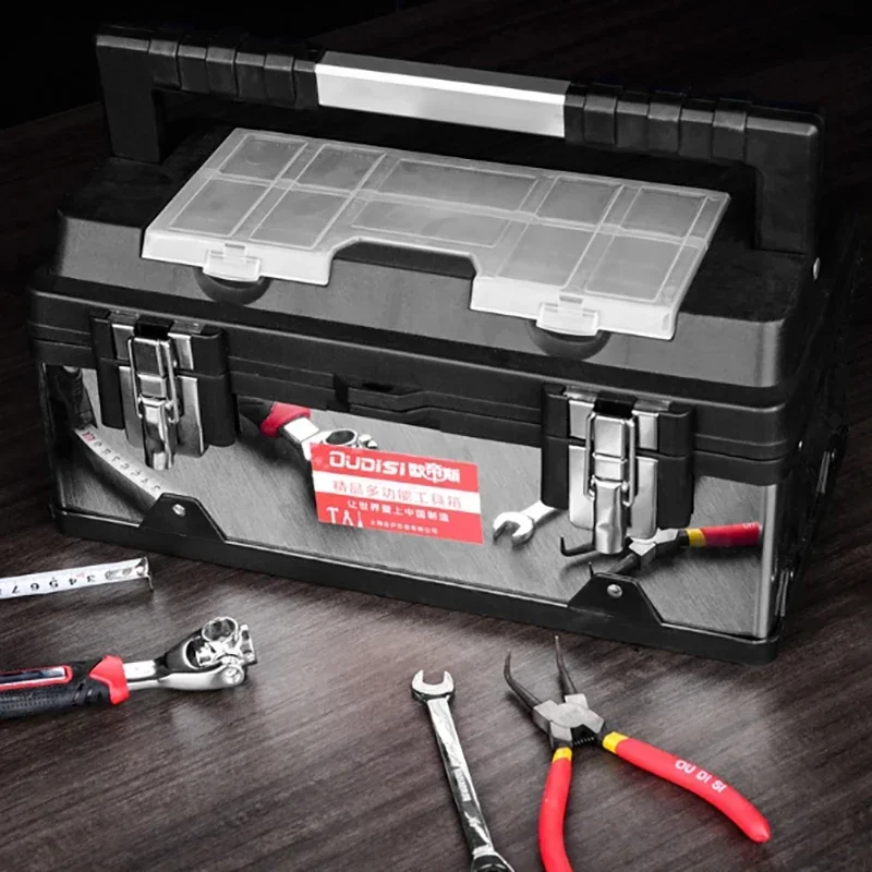 Large Electrical Maintenance Toolbox Stainless Steel Portable Suitcase Tool Storage Multifunctional Hardware Storage Accessories