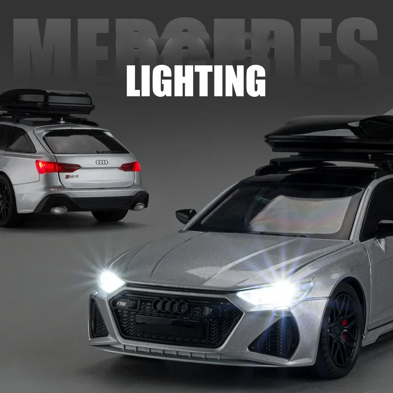 1:24 Scale Audis RS6 Sport Travel Diecast Car Metal Model With Light And Sound Vehicle Alloy Toy Collection For Boys Gift