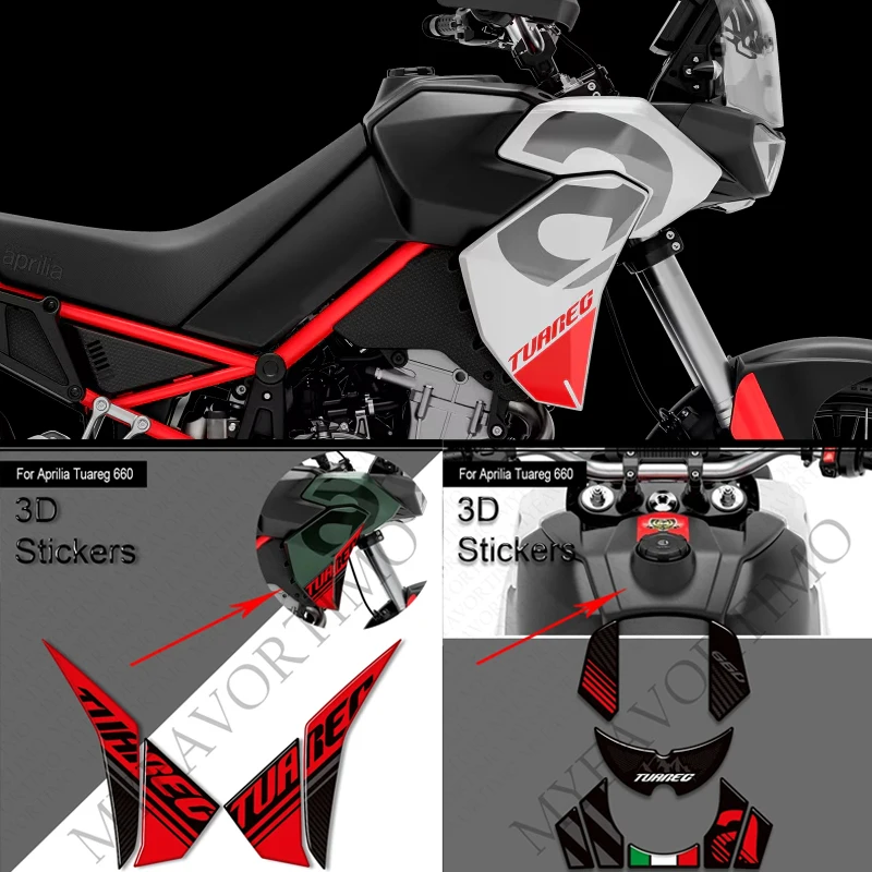 

2022-2026 For Aprilia Tuareg 660 RALLY Tank Pad Bike Protection Adventure Handshield Windshield Handguard 3D Stickers Decals