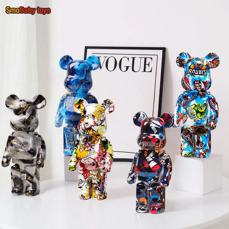 27cm/10Inches Graffiti Bear Figurine Home Decor Animal Abstract Ornament Storage Money Jar Modern Room Sculpture Table Decor