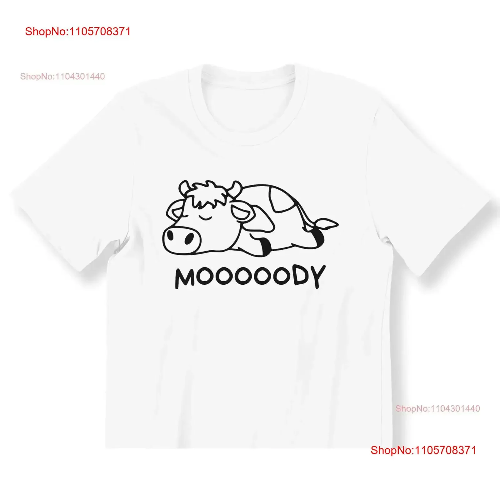 Funny Cow Mooody For And Kids Adult T shirt Lazy Hand Drawn Expression vintage Washed Casual homme Breathable Stretched Unisex