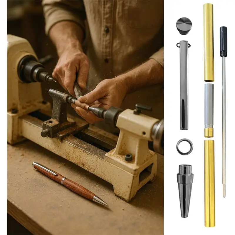 ABZC-20-Pack Slimline Pen Kit-For DIY Woodworkers, Includes 7Mm Wood Turning Twist Pen Kits, Brass Hardware& 5 Finishes, Refilla